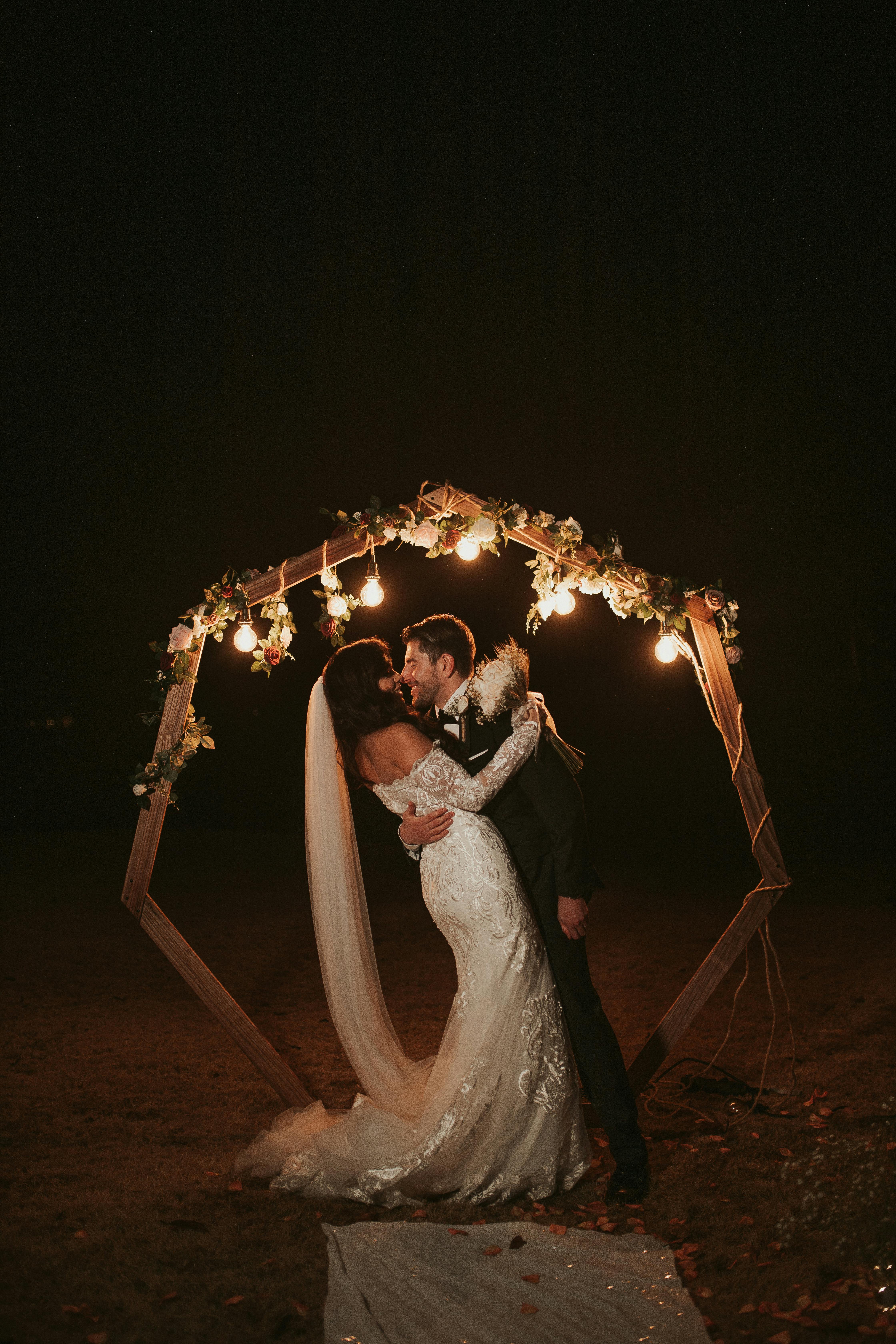 Beautiful wedding arch rental setup